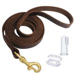 LWBMG Leather Dog Leash 6 ft x 3/4 inch Soft and Strong Leather Leash for Medium and Large Dog Breeds Heavy Duty Leather Dog Training Leash Brown