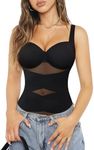 Gotoly Shapewear Bodysuit for Women Tummy Control Waist Trainer Seamless Sculpting Body Shaper Built in Bra V-Neck Jumpsuits Black