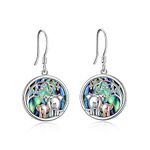 YFN Elephant Earrings Sterling Silver Abalone Shell Dangle Mother Daughter Earrings Fashion Jewelry Gifts for Mum Women Girls