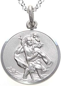 Pendentif Saint Christophe en argent sterling avec chaîne de 50 cm et coffret cadeau pour bijoux