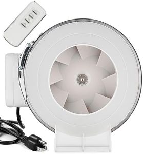 modunful 4 Inch Duct Fan with Speed-Contral Remote Inline Ventilation Exhaust Fan 3-pin, Fan for Grow Tent