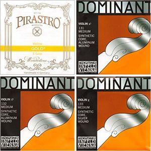 JSI Special 4/4 Violin String Set: Gold Label Loop-End E & Dominant A, D, and G Strings - Medium Gauge