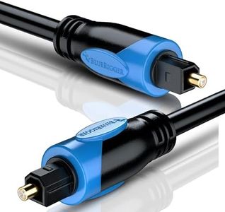 BlueRigger Digital Optical Audio Toslink Cable (15FT, Fiber Optic Cord, in-Wall CL3 Rated, 24K Gold-Plated) - Compatible with Home Theatre, Sound Bar, TV, Xbox, PlayStation PS5/PS4