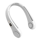 4000mAh Portable Neck Fans Rechargeable, 5 Speed Hanging Bladeless Fan, Soft Neckband, 360° Airflow Cooling, Mini Fan for Outdoor Travel Office Sport (Upgrade White)