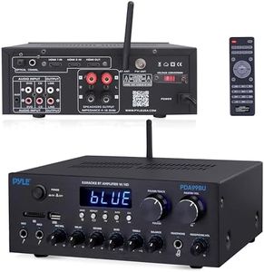 Pyle Bluetooth HD Home Audio Amplifier Receiver Stereo 300W Dual Channel Sound Audio System, MP3, USB, SD, AUX, RCA, MIC, Headphone, FM, LED, Reverb Delay, for Home Theater Speakers, Studio - PDA99BU