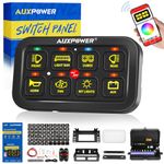 AUXPOWER RGB 8 Gang Switch Panel with App Control Toggle Momentary Pulsed Multifunction 12V Switch Panel for Truck Circuit Control Relay System Automotive Switch Panel Waterproof for Car Boat RV