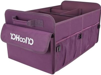 YOHOOLYO Trunk Organizer for SUV Car Storage Organizer 72L Large Capacity Collapsible Multi-compartments Pockets Cargo Organizer Box for Women/Men Multicolor Car Storage Container for Groceries Purple
