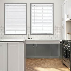 DEZ FURNISHINGS 2" Cordless Flat Slat Venetian Blind, 34.5" W x 72" H, White