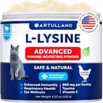 L-Lysine for Cats - Lysine Powder Supplement - 900mg/serving - Immune Support for Cats & Kittens - Sneezing, Runny Nose, Squinting, Watery Eyes, Cold, Eye Function, Respiratory Health - with Taurine