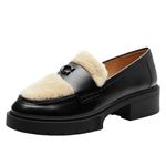 Coach Women's Leah Loafer, Black/Natural, 5.5