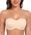 DotVol Large Bust Women's Minimizer Strapless Bra Seamless Bandeau Unlined Underwire (Beige，44DD)