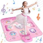 GirlsHome Dance Mat - Unicorn Toys for Girls Electronic Dance Pad with 5 Game Modes, Built-in Music, Touch Sensitive Light Up LED Kids Musical Mat, Christmas & Birthday Gift for Toddler Girls 3-12