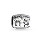 BFF Happy Friendship Cartoon Family Brother Sister Friends Charm Bead For Women Teen Oxidized .925 Sterling Silver Fits European Bracelet