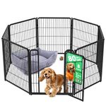 fxw Homeplus Unleashed Indoor Dog Playpen - Stress-Free and Safe Play, Heavy Duty 80cm Height 8 Panels Dog Pen for Small and Medium Dogs, Black│Patent Pending