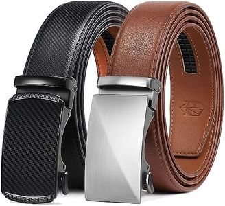 Zitahli Mens Belt Leather 2 Pack - Ratchet Belt for Men Dress Pant Shirt Oxfords,Micro Adjustable Brown Black Belt,Trim To Fit Size 28"-36"