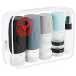 17-Pack Triple-Sealed Unique Leak-Proof Design Premium Silicone Travel Bottles for Toiletries - Lesnorry TSA-Approved Transparent Carry Bag Easy-to-Read Labels for Business Trips/Camping/Adventure