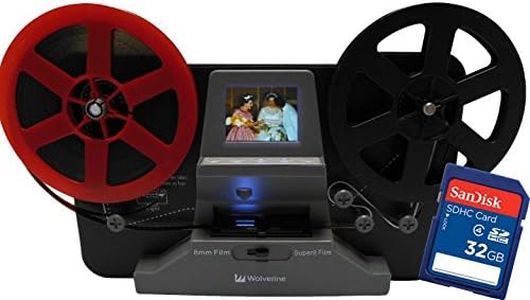 Wolverine 8mm and Super8 Reels Movie Digitizer with 2.4" LCD, Black (Film2Digital MovieMaker), Includes 32GB SD Memory Card & Worldwide Voltage 110V/240V AC Adapter (Bundle)