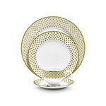 Noritake Japan - Porcelain Dinner Plates 6 pcs, Service for 6 - Luxury Dining and Kitchen Set - Hearth Collection Petite Fleur Golden Dinnerware Plate Set