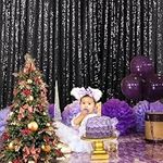 ShinyBeauty Sequin Backdrop Black Backdrops For Photography 4ftx6ft Glitter Backdrop Curtain Thanksgiving Decorations Wedding Background Happy Birthday Backdrop Sequin Curtain Panel