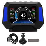 Car HUD Display,Car Smart Gauge 3in Digital Speedometer Car HUD Display OBD2+GPS Mode with Slope Meter Speed Tach Warning