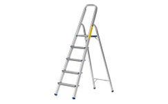 The Workplace Depot 5-Step Aluminium Step Ladder with Anti-Slip Feet & Handrail, 150kg Max Capacity, Lightweight & Easy to Store, Perfect for Kitchen, Office & Household Use (5 Tread)