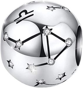 Maria Fonte - Colgantes con dijes de Cuentas Que representan Signos del Zodiaco en Plata de Ley 925, Compatible con Las Marcas más Populares de Pulseras y Collares. (Libra: 23/09-23/10)