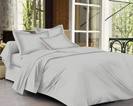 Trance Home Linen Zippered 100% Cotton 400 TC Plain Single Size Duvet Cover Quilt Cover Blanket Cover Razai Comforter Cover with 1 Pillow Cover (60 x 92 inch - Silver Grey)