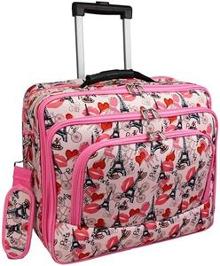 World Traveler Rolling 17-inch Laptop Briefcase Computer Case, Paris Pink, One Size, Rolling 17-inch Laptop Briefcase Computer Case
