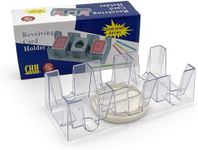 9 Deck Plastic Revolving Playing Card Tray with 3 Slots - Clear