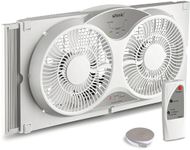 shinic 9" Twin Window Fan with Remote Control,Reversible Airflow,Removable Cover,3 Speeds, 3 Modes, Expandable Panels (From 24" to 37"),ETL Certified, White