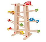Eichhorn Wooden Marble Run Game | Marble Run for Kids with Colourful Cars and Bright Shapes | Multi-level Play | For Ages 1+