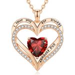 CDE Birthstone Necklaces for Women Girls, 925 Sterling Silver Forever Love Heart Pendant Necklace with Cubic Zirconia, Christmas Birthday Anniversary Valentine's Day Jewelry Gift for Wife Mother Girlfriend Daughter Her (Rose Gold-01-Jan.)