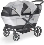 Larktale Caravan Coupe - Compact 2-Seater Stroller Wagon with Small Fold - Adjustable Canopies Included - Gray/Black