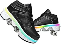 Roller Skates for Women & Men - Outdoor Parkour Shoes with Wheels for Girls & Boys - Double Row Deform Kick Roller Skates - Quad Skating Shoes for Recreation
