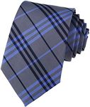 Ctskyte Men's Plaid Check Stripe Ties Pattern Business Formal Designer Neckties, Blue Grey, One Size