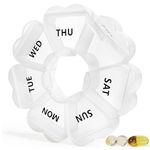 Large Weekly Pill Box Organizer 7 Day, MOLN HYMY Heart Shaped Vitamin Case Once Daily, Cute Pill Container for Fish Oil/Medication/Supplements (White)