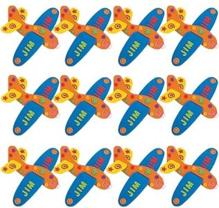 Fun Express Foam Airplanes for Kids 12 Pack - DIY Glider Plane Craft Kit with 229 Stickers | Airplane Party Favors for Birthday Activities | Flying Toy Airplanes Ages 3+