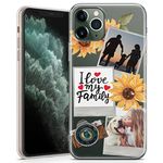 Personalised Phone Case for iPhone 5 / 5s / SE 2016 - Clear Soft Gel Custom Cover Vintage Sunflower Snapshot Photo Individual Style Initials Name Text - Three Photos