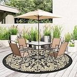 Homcomoda Round Outdoor Patio Rugs 6Ft Waterproof Indoor Outdoor Area Rugs Clearance Reversible Straw Rugs Circle Outdoor Area Rugs for Porch Garden Deck Backyard Balcony