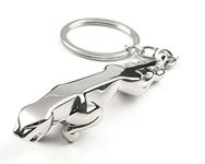 AutokraftZ Silver Jaguar Metallic Car & Bike Keyring - Sleek Fob Metal Keychain, Durable Design, Elegant Accessory for Car and Bike Keys, Stylish Automotive Charm