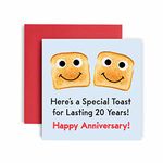 Huxters 20th Anniversary Card – Here's a Toast – Funny Anniversary Cards for Him and Her –148 by 148mm Anniversary Cards for Husband and Wife – 20th Wedding Anniversary Card with Envelope (20th)