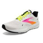 Brooks Men’s Launch 9 Neutral Running Shoe, White/Pink/Nightlife, 10.5