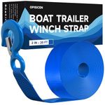 OPISICEN Boat Trailer Winch Strap with Hook 2" x 20' - 10,816 lbs Breaking Strength Heavy Duty Hand Crank Strap Replacement for Boat and Jet Ski, Automotive Towing Boat Hook Strap