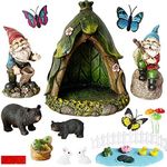 BangBangDa Outdoor Miniature Gnome Garden Kit- Fairy Houses Village Accessories Set Fishing Gnome Figurines Statue Patio Cake Topper Decor for Boy Girl Mother Girlfriend Birthday Gifts