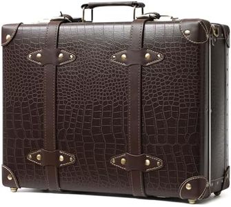 urecity Vintage and Cute Carry-on Overnight Case Non-wheeled Mini Leather Trunk Suitcase with Shoulder Strap