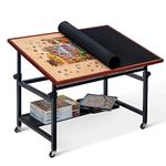 Lavievert Jigsaw Puzzle Board with Cover, Angle & Height Adjustable Puzzle Board Easel with Open Storage Shelf, Large Tilting Jigsaw Tables with 4 Rolling Wheels for Up to 1500 Piece Puzzles