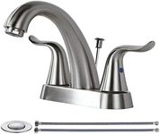 WOWOW Bathroom Faucet 2 Handle 4 Inch Centerset Bathroom Sink Faucet, Lead-Free Basin Mixer Tap with Lift Rod Drain Stopper, 2 Handle Centerset Lavatory Faucet Brushed Nickel Vanity Faucet