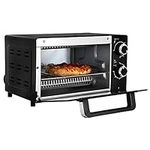 Total Chef 4-Slice Natural Convection Toaster Oven, Fits a 9 Inch Pizza, Compact Countertop Oven, 30 Minute Timer, 200-450F (93-232C) Temperature Range, Bake, Toast, Roast, Black and Stainless Steel