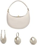 AZURAOKEY 3 In 1 Leather Crescent Bag for Women Designer Handbags with Hasp Closure Stylish Trendy Half Moon Bag for Women, White