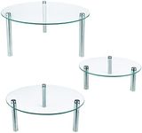 FESTLOVE 3 Pcs Round Tempered Glass Cake Stands Set 8 10 13 Inch Cupcake Display Stand Plate for Dessert Table Serving Platter